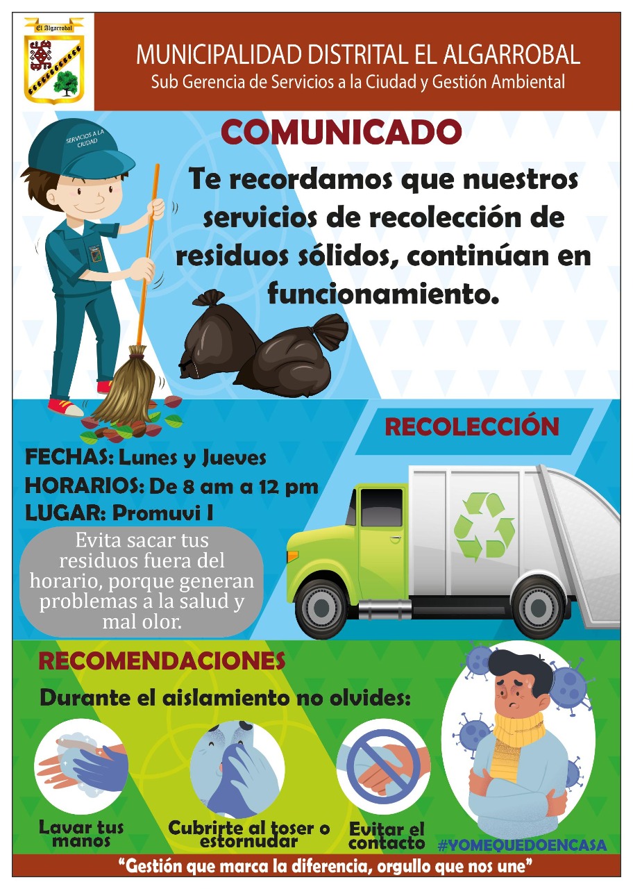 Comunicado Horario De Recojo De Residuos S Lidos Municipalidad